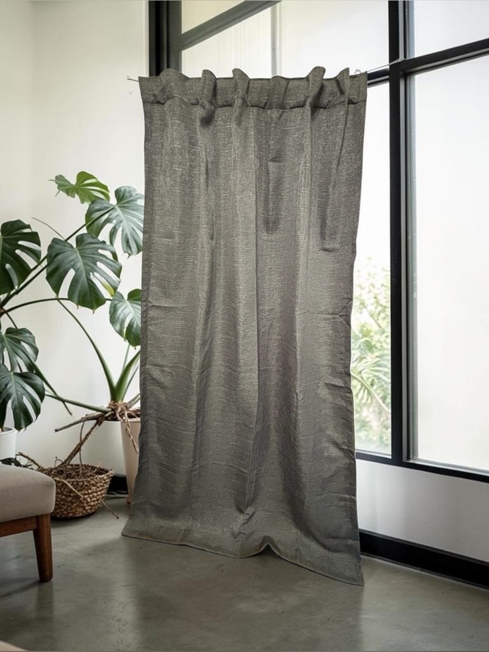 Lauren Ralph Lauren Leda Darkening Window Curtain Panel Woven Gray Silver 84x 52